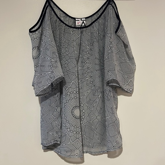 living doll Tops - Living Doll sheer cold shoulder shirt